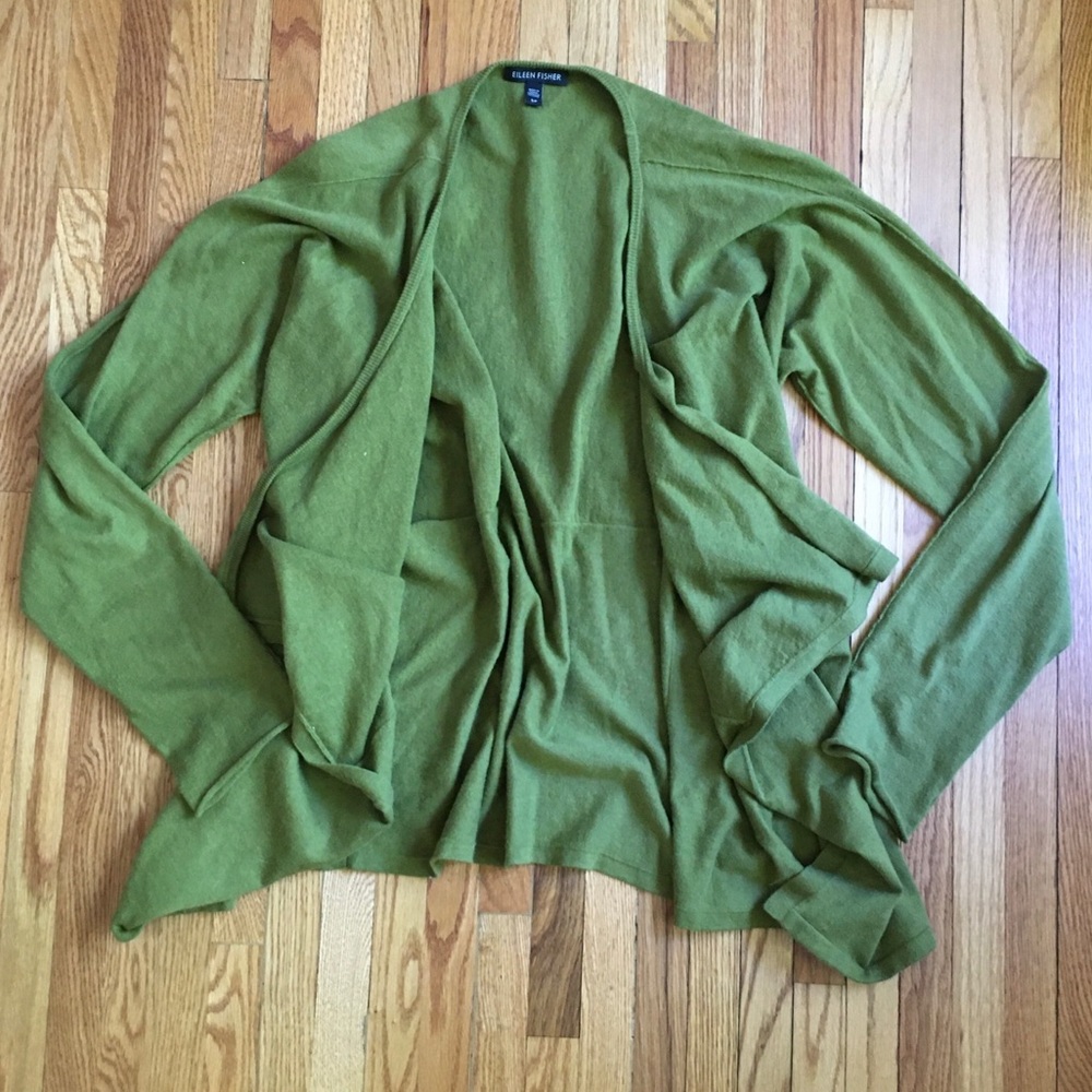 🍂 NWOT Eileen Fisher Olive Green Duster Cardigan